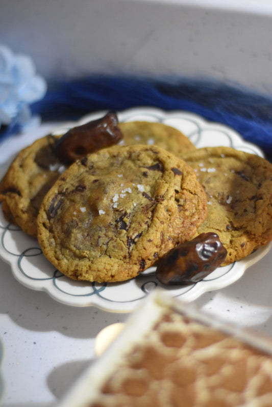Brown Butter, Date, Tahini, Dark Chocolate & Sea Salt Cookies